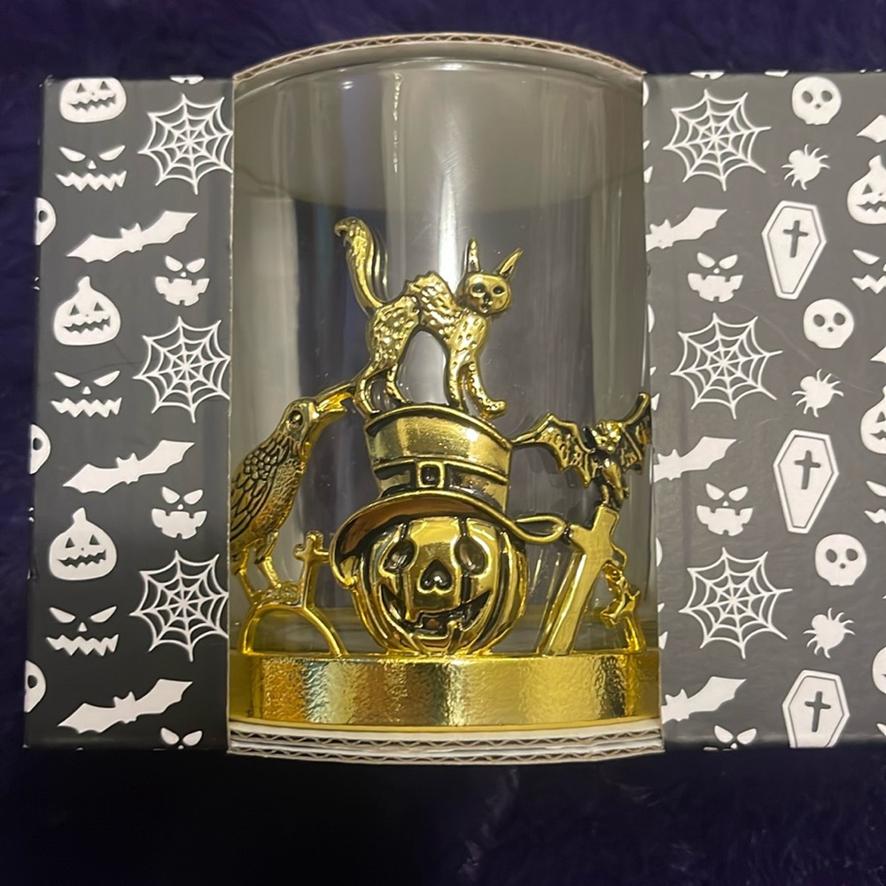 Set of 2 Dof Whisky Glasses Halloween Bat, Cat, Crow, Pumpkin, Jack o la…